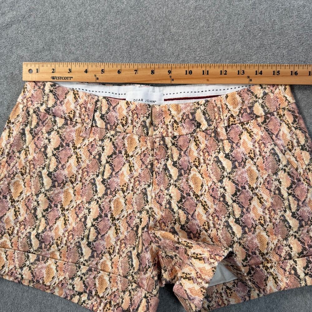 Dear John Hampton Short Women's 29 Snake Print Cuffed Pink Gold 4" Inseam - Picture 4 of 9